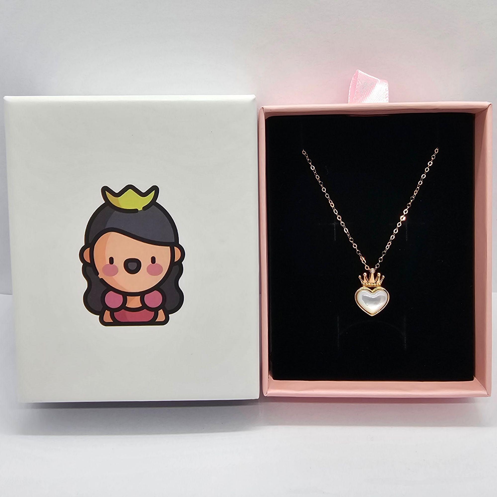 Cadena Eslabones Oro Rosado 18K Colgante Corazon Nácar Corona Diamante 1 Punto-6