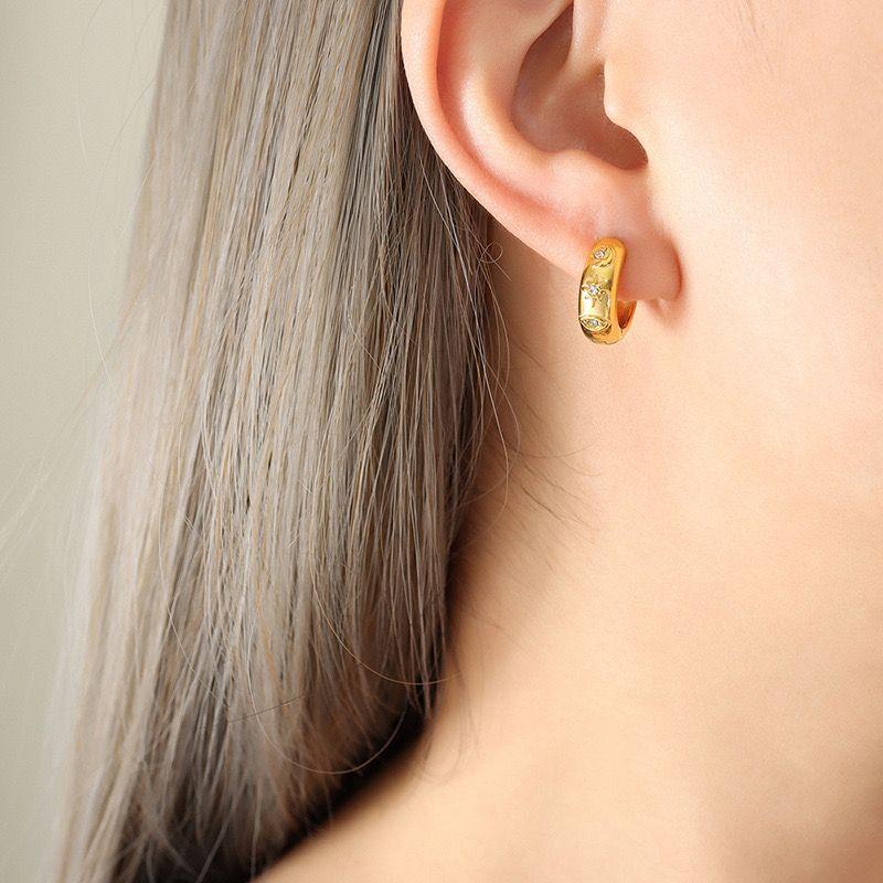 Aros Baño Oro 18k Argolla Luna Sol Ojo-2