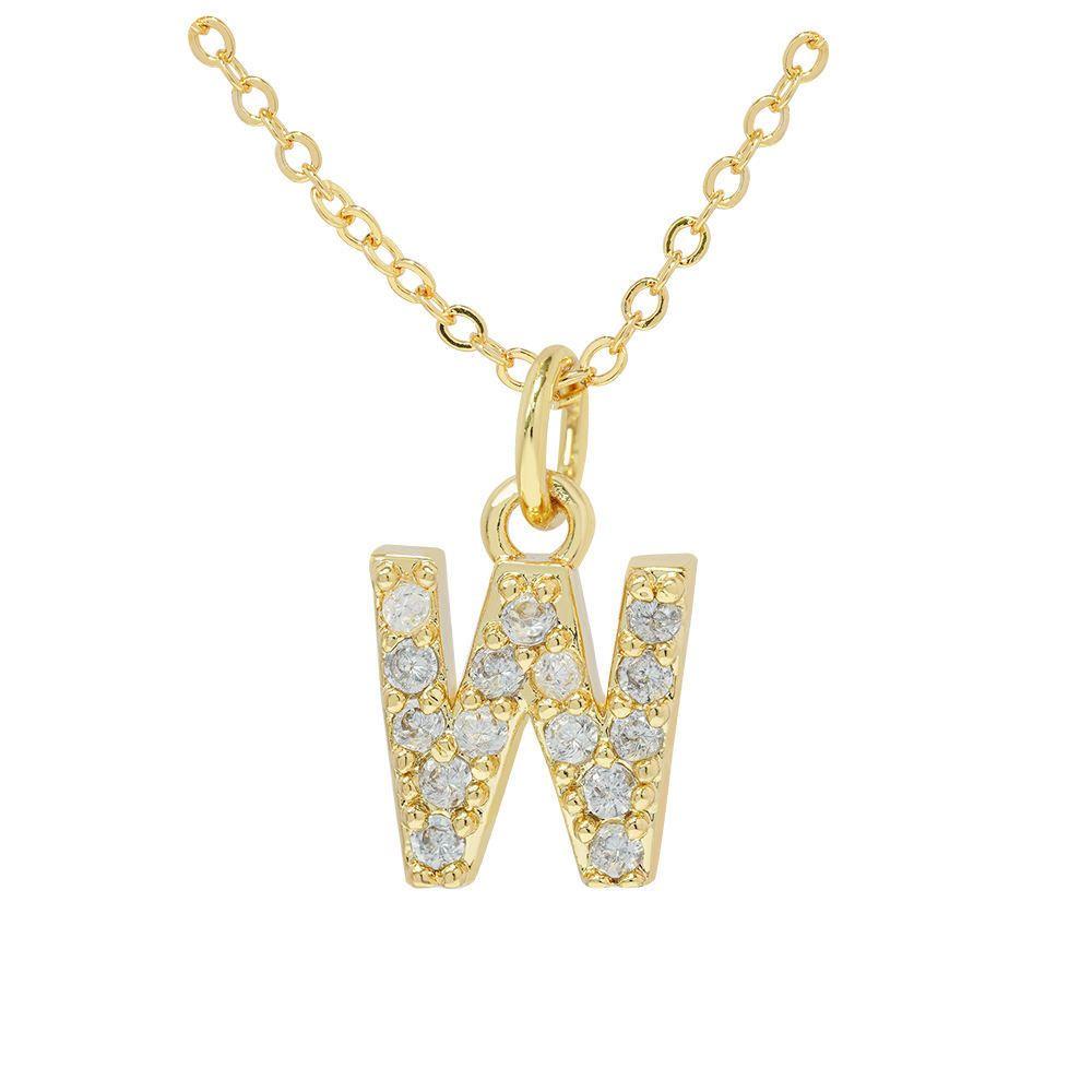 Collar Baño Oro 18k Letra Inicial Brillitos W-2