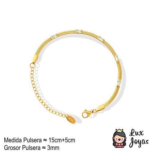 Pulsera Baño Oro Amarillo 18k Cintillo Circones-4