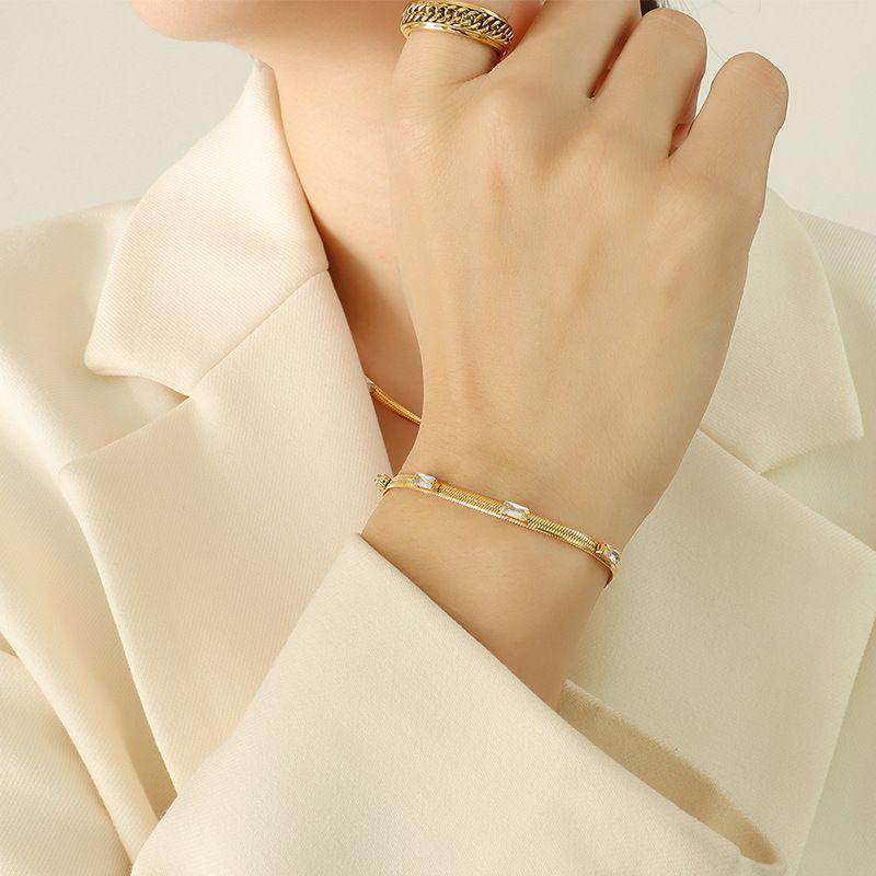 Pulsera Baño Oro Amarillo 18k Cintillo Circones-2
