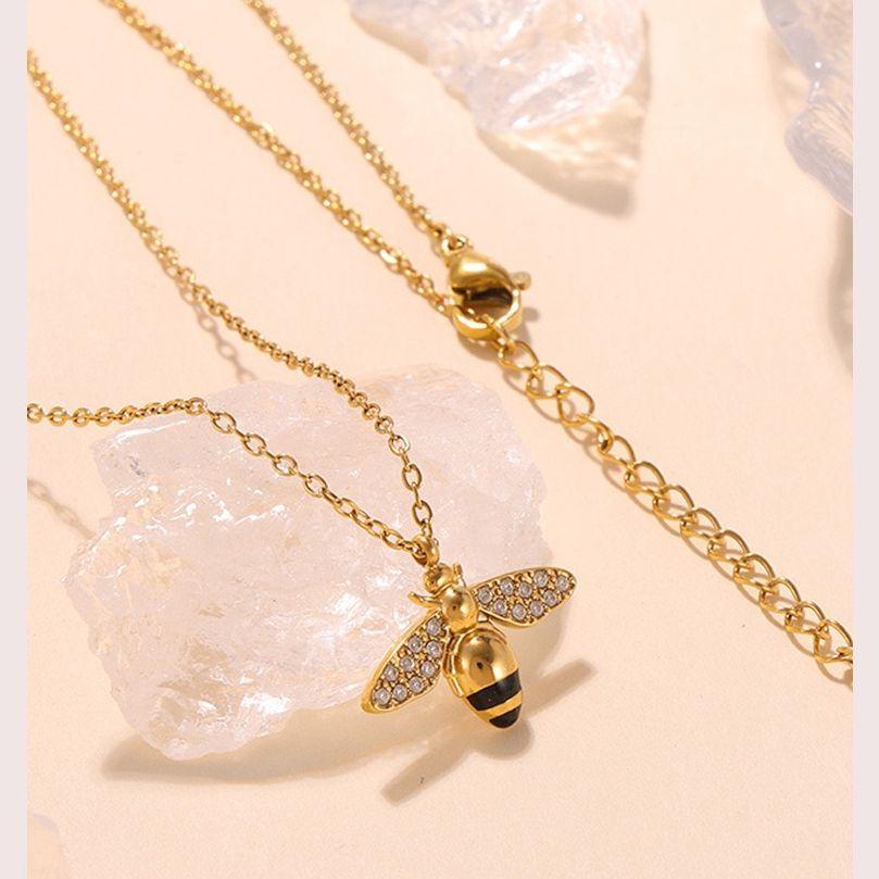 Collar Baño Oro Amarillo 18k Abeja Brillitos-1