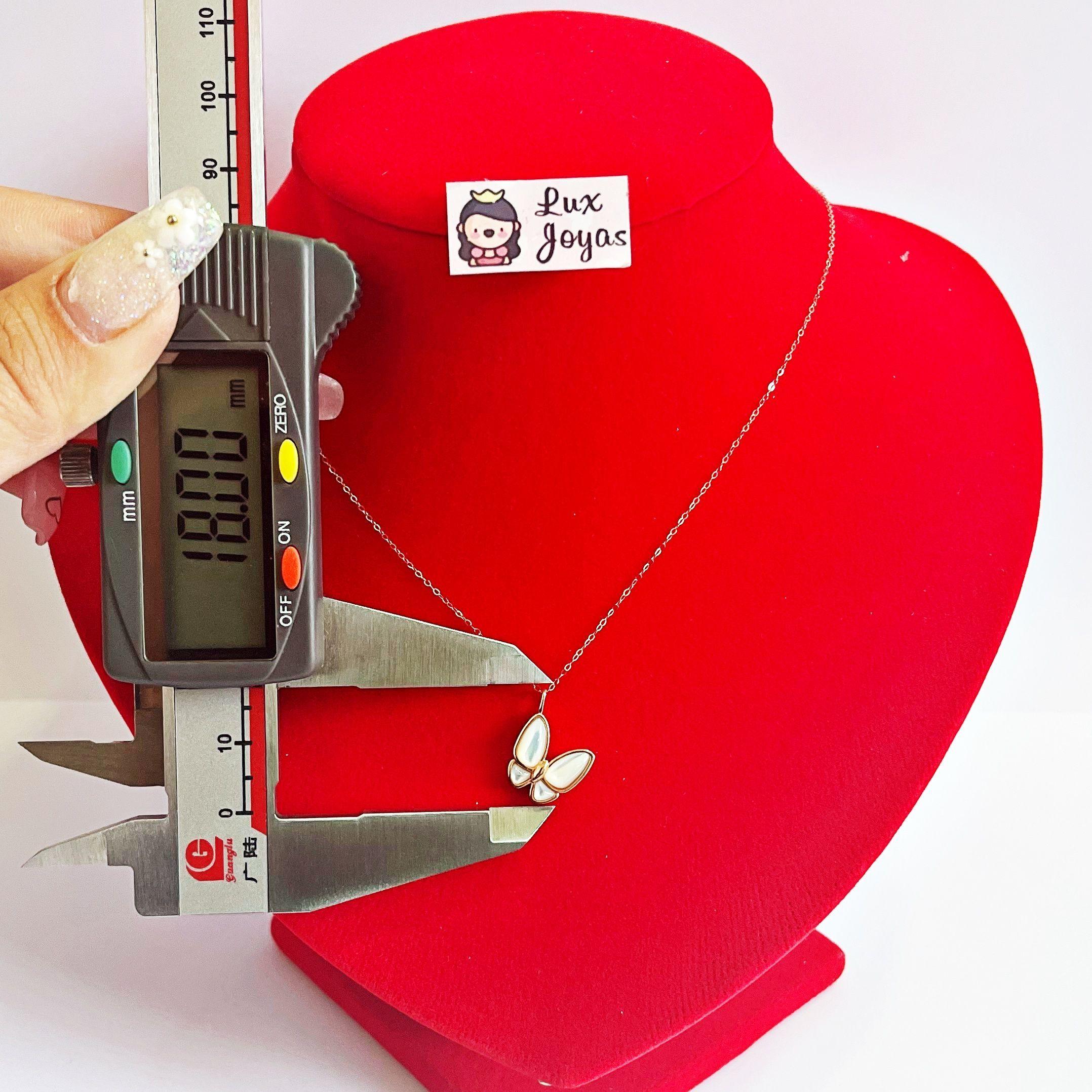 CADENA ESLABONES ORO ROSADO 18K COLGANTE MARIPOSA NACAR 3D-4