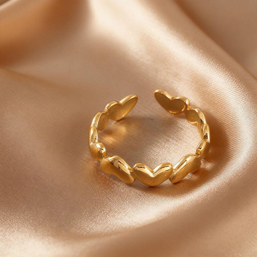 ANILLO ENCHAPADO ORO CORAZONES RD -2
