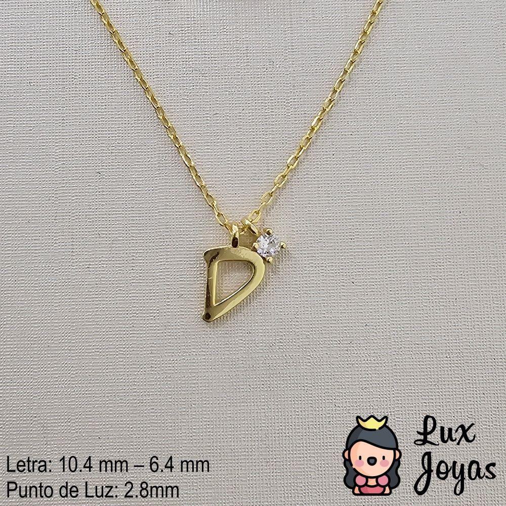 Collar Plata 925 Letra D Inicial Punto Luz-2