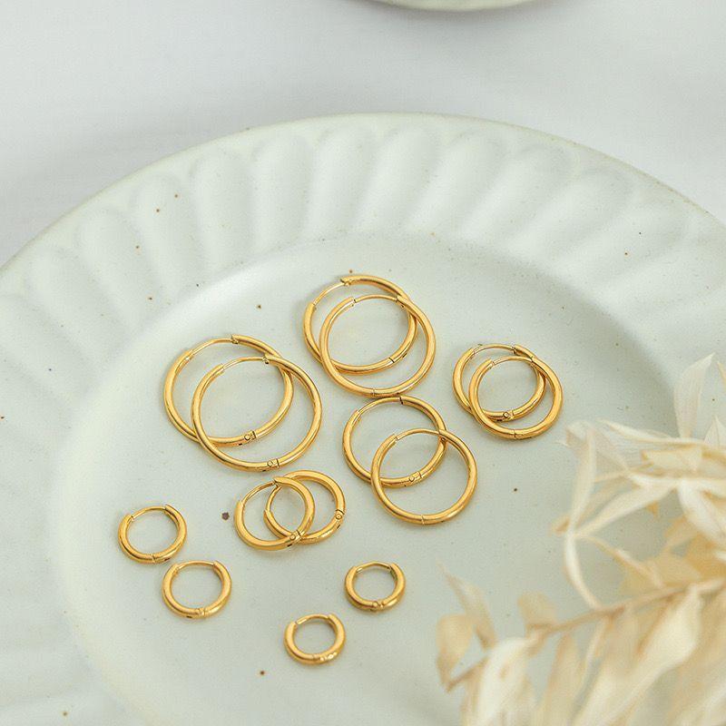 Aros Baño Oro 18k Argollas Lisas 13mm-2