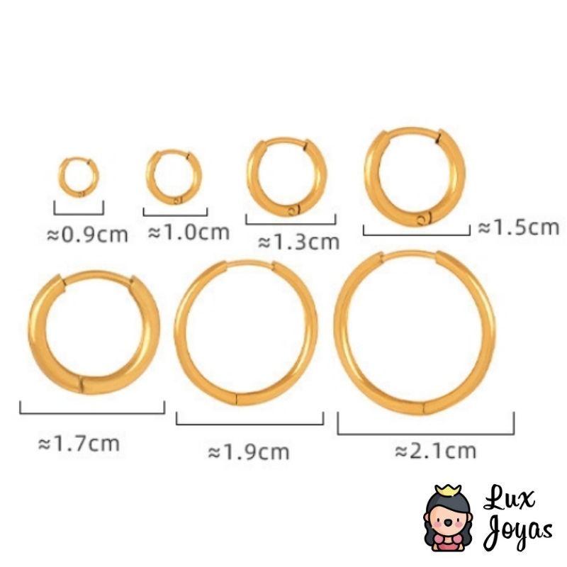 Aros Baño Oro 18k Argollas Lisas 13mm-4