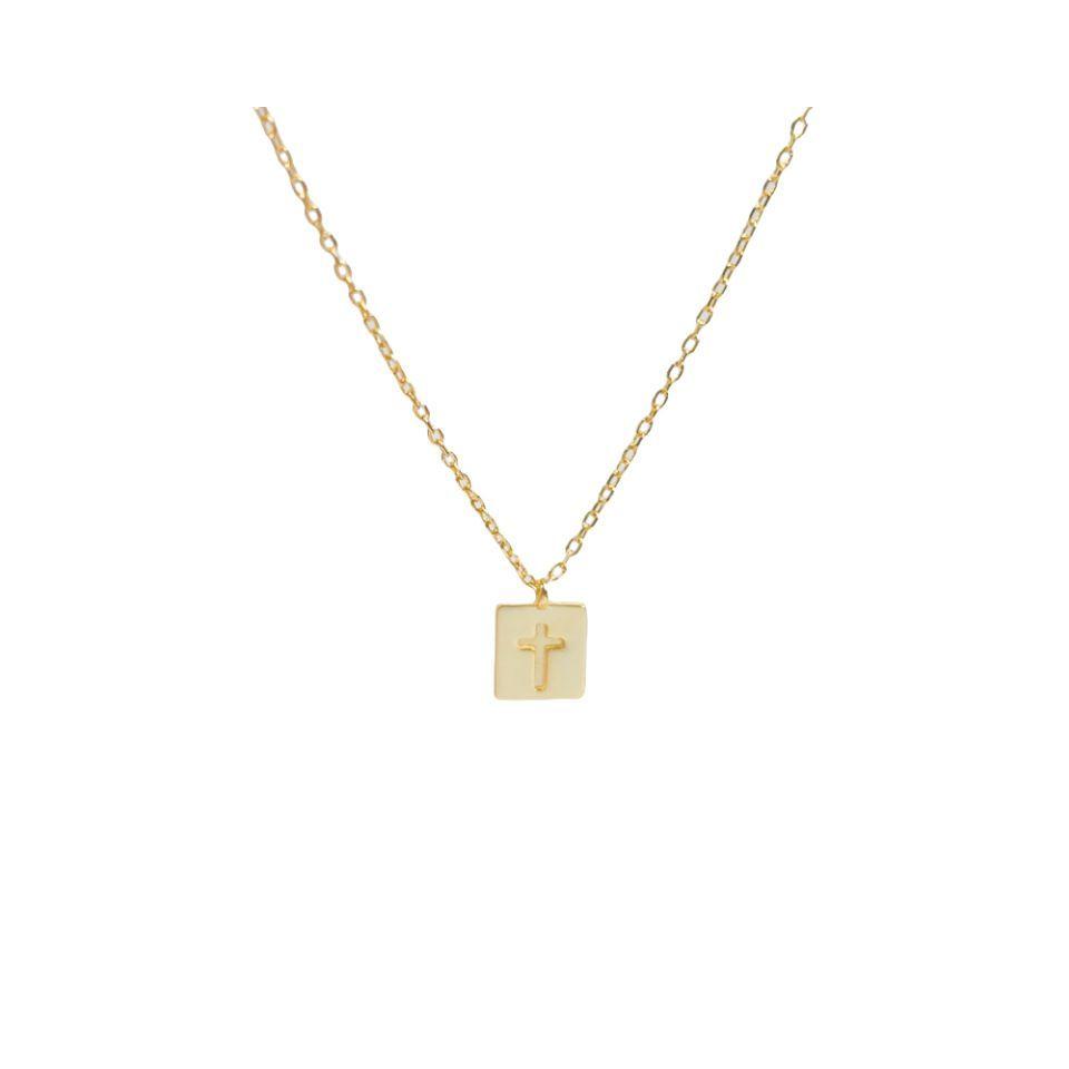 Collar Plata 925 Cruz Placa-0