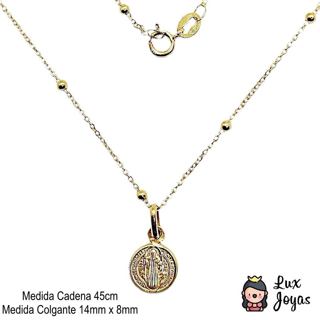 Cadena Pelotitas Colgante San Benito Relieve Oro Au750 - 18k Italiano-2
