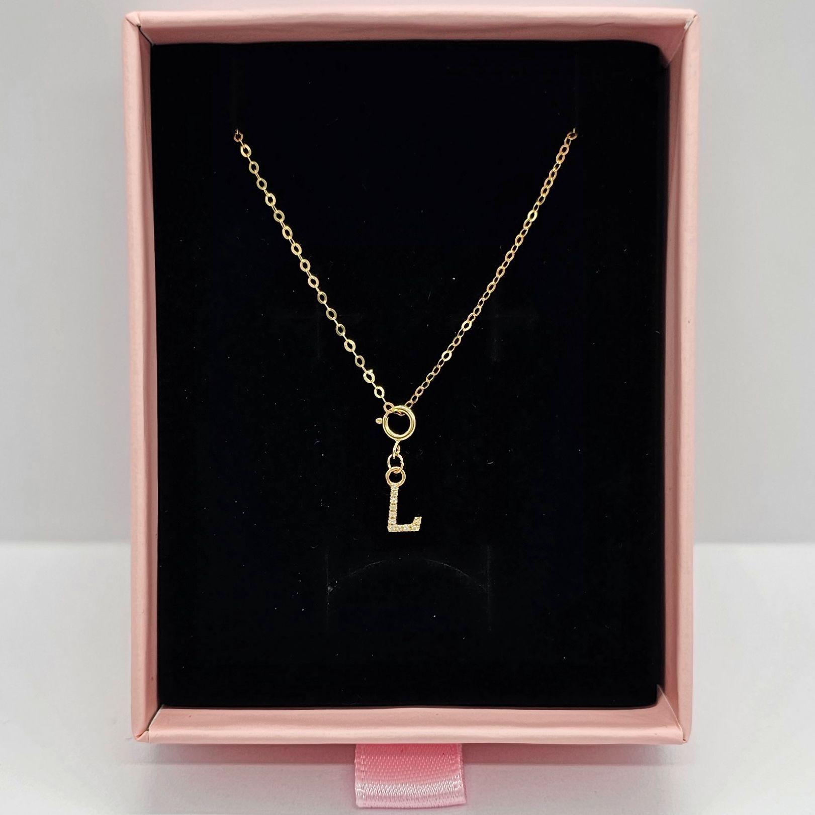 Colgante Charm Letras Inicial L Full Diamante 18 Kilates-3