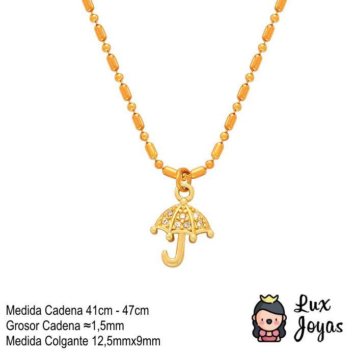 Collar Baño Oro 18k Mostacillas Paraguas-3