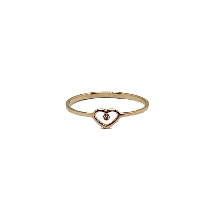 Anillo Corazón Circón S Oro 18 Kilates Nacional-0