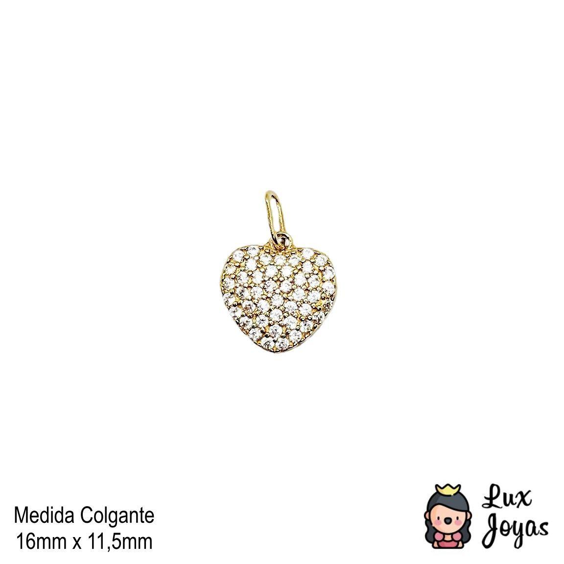 Colgante Corazón Full Brillitos Oro Au750 - 18k Italiano-2
