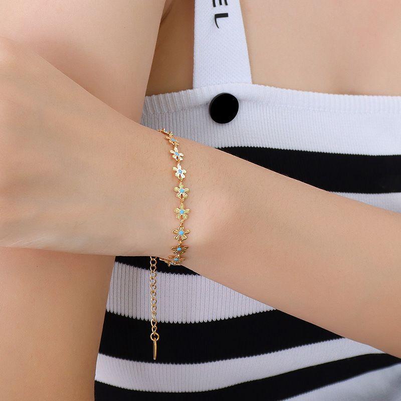 Pulsera Baño Oro Amarillo 18k Full Florcitas-2
