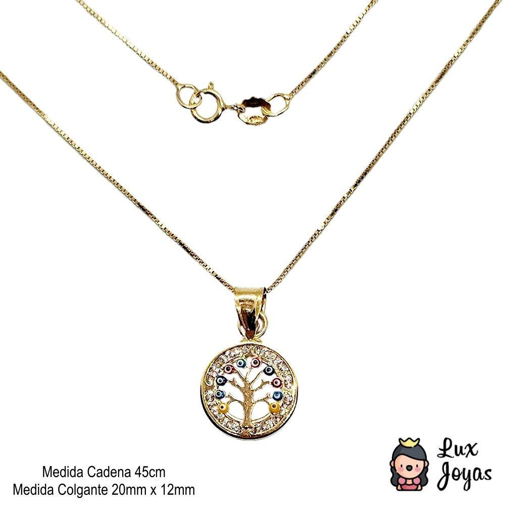 Cadena Veneciana Colgante Árbol De La Vida Ojos Turcos Colores Oro Au750 - 18k Italiano-2