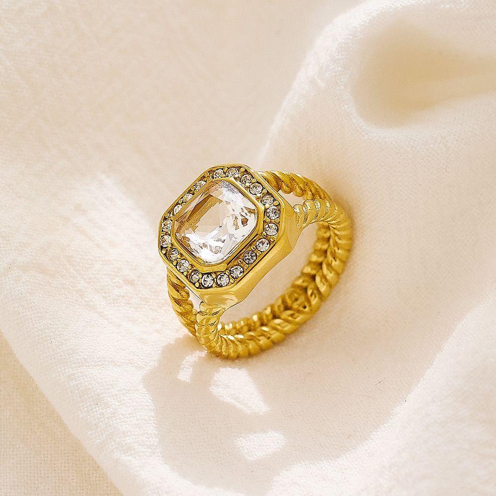 Anillo Baño Oro 18k Solitario Circón Circones-1