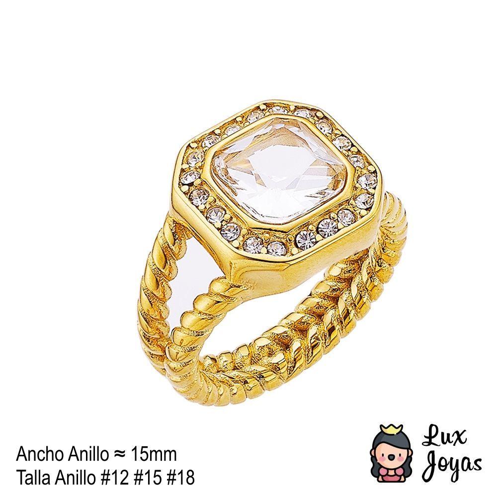 Anillo Baño Oro 18k Solitario Circón Circones-2