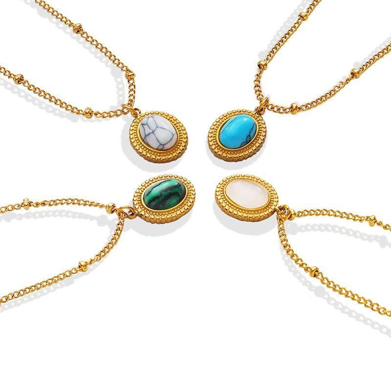 Collar Baño Oro 18k Pelotitas Piedra Howlita-0