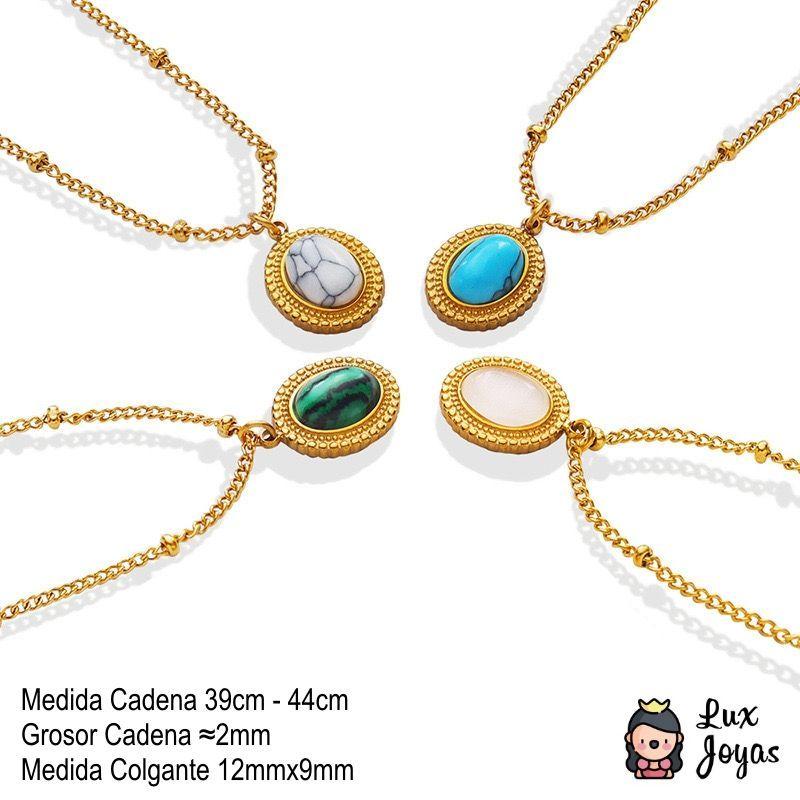 Collar Baño Oro 18k Pelotitas Piedra Howlita-4