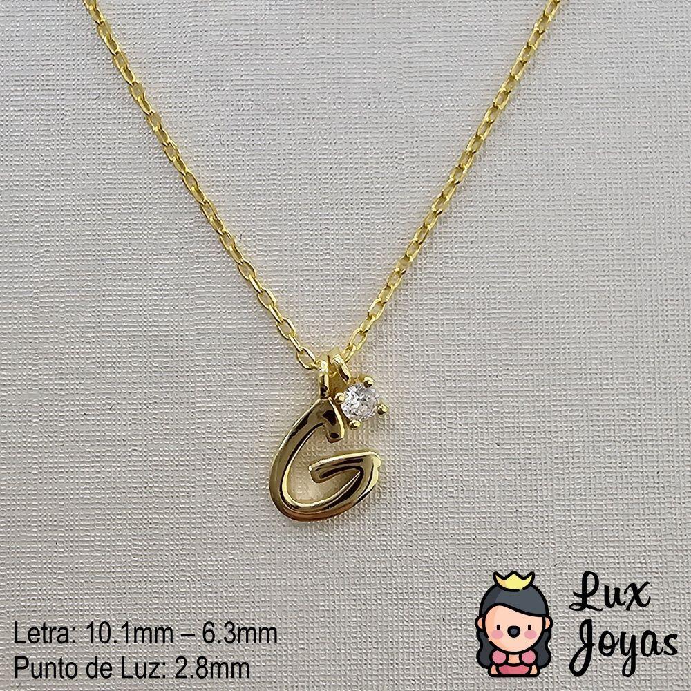Collar Plata 925 Letra G Inicial Punto Luz-2