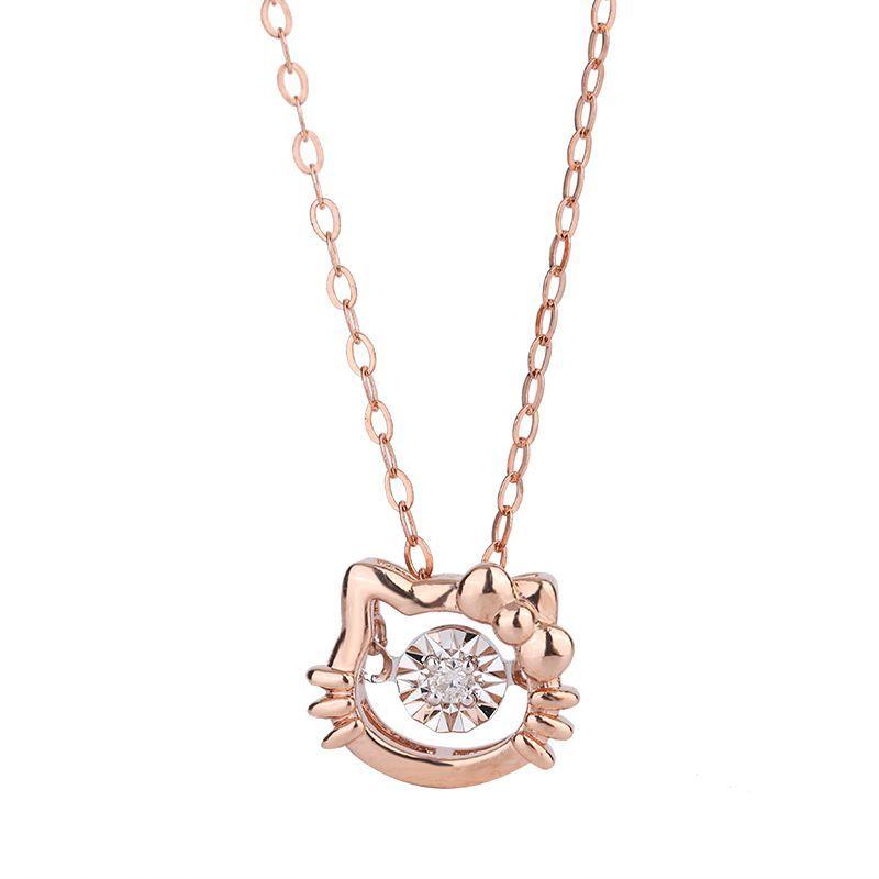 CADENA ESLABONES ORO ROSADO 18K COLGANTE HELLO KITTY DIAMANTE 3P-0