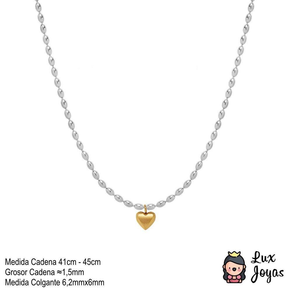 Collar Baño Oro 18k Mostacilla Corazón-3