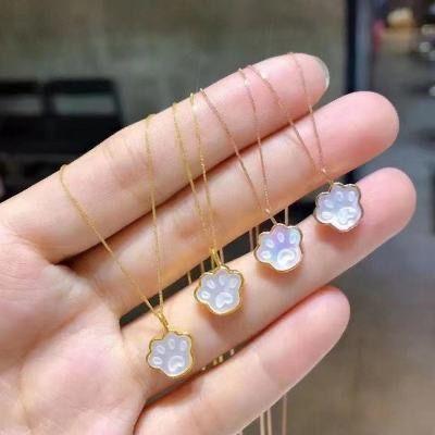 CADENA DE ESLABONES ORO AMARILLO 18K COLGANTE PATITA NÁCAR 3D-1