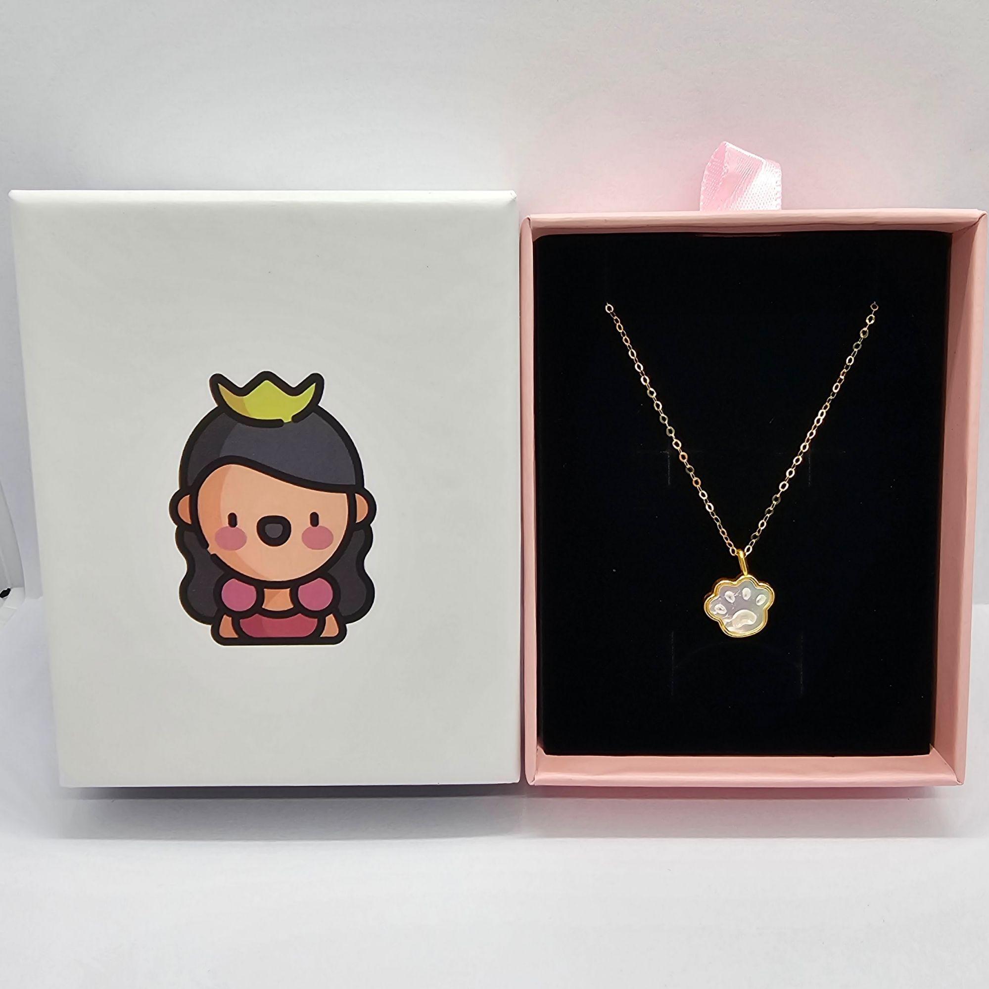 CADENA DE ESLABONES ORO AMARILLO 18K COLGANTE PATITA NÁCAR 3D-3