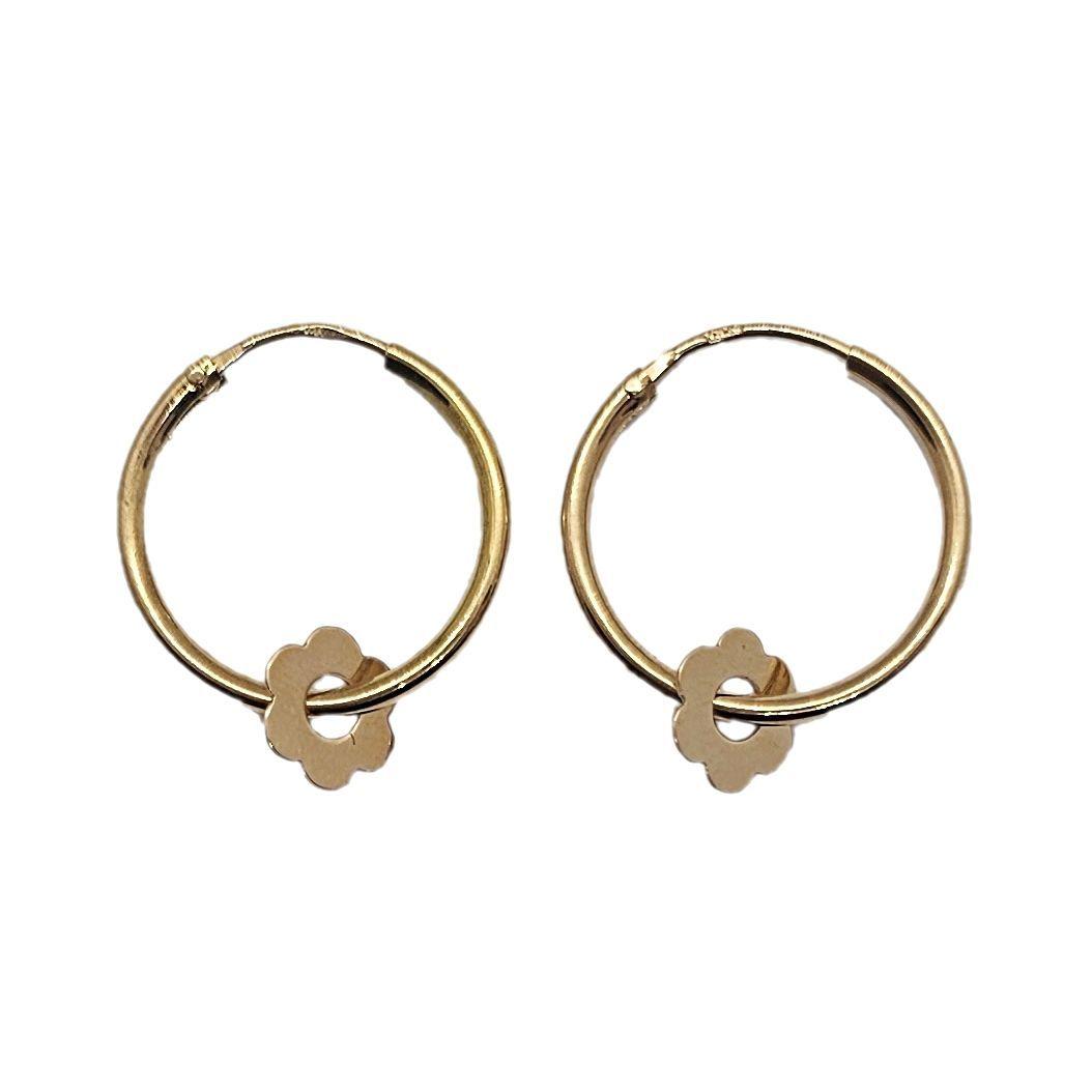 Aros Argolla Flor Oro 18k Nacional 20mm 8mm-0