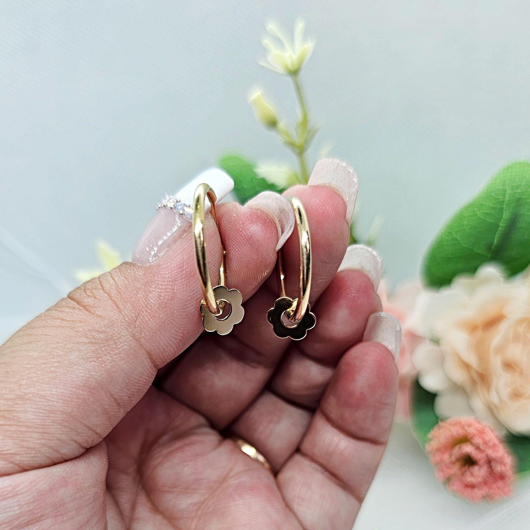 Aros Argolla Flor Oro 18k Nacional 20mm 8mm-2