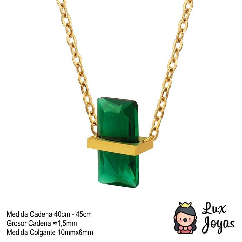 Collar Baño Oro Amarillo 18k Cubic Esmeralda-3