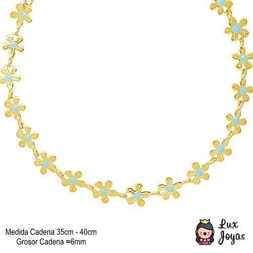 Collar Baño Oro Amarillo 18 Kilates Chocker Full Florcitas-3