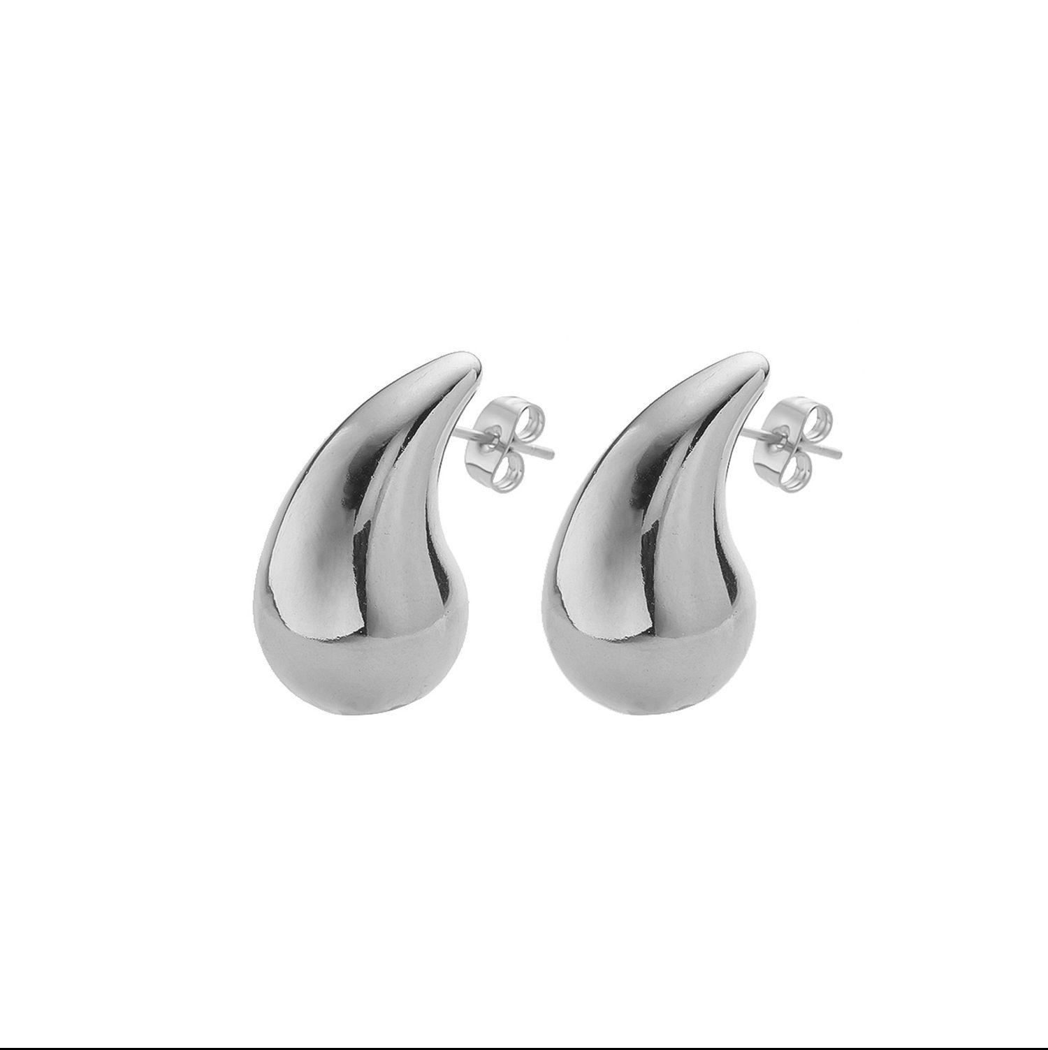 Aros Baño Oro 18k Pegados Gota S White-0