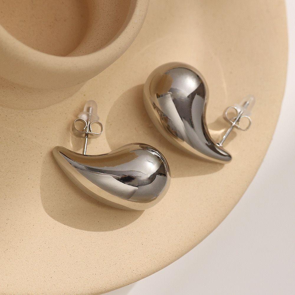 Aros Baño Oro 18k Pegados Gota S White-1