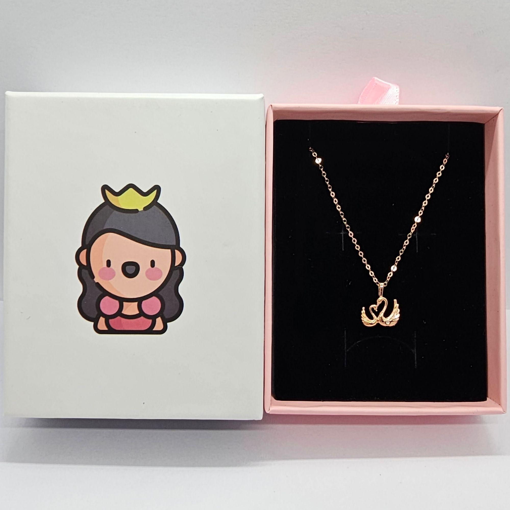 CADENA ESLABONES ORO ROSADO 18K COLGANTE PAREJA CISNE AMOR DIAMANTE 1 PUNTO-3