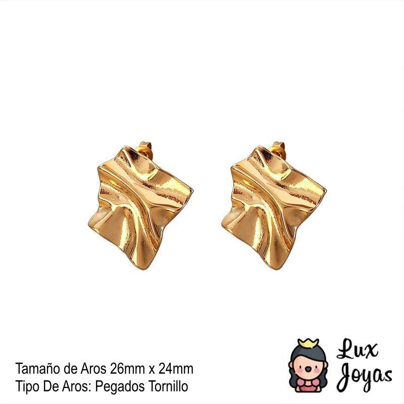 Aros Baño Oro 18k Pegados Arrugado-4
