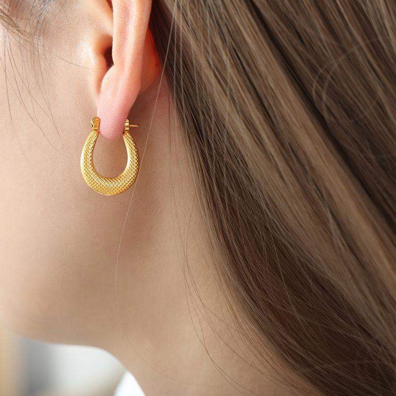 Aros Baño Oro 18k Argollas Bote Puntos-2