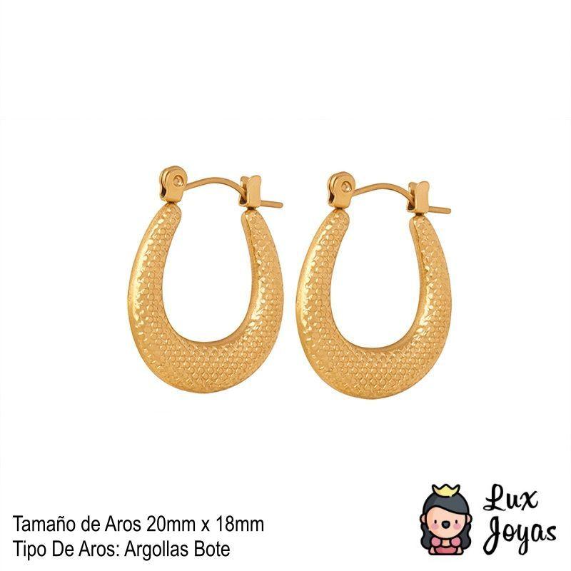 Aros Baño Oro 18k Argollas Bote Puntos-3