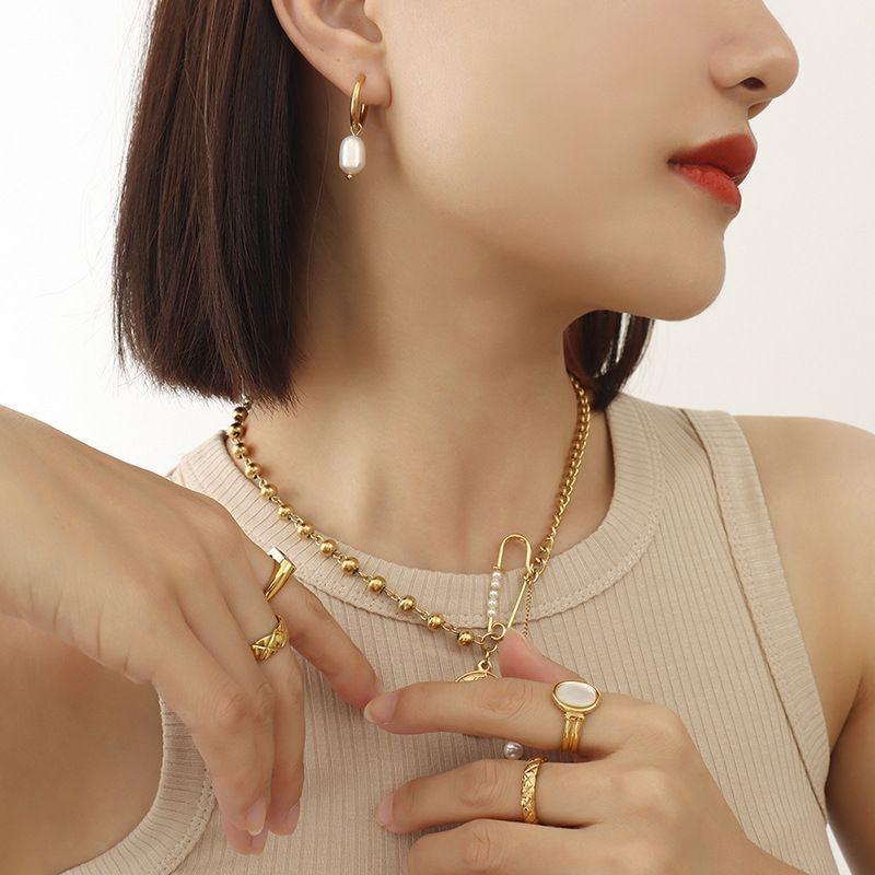 Aros Baño Oro Amarillo 18k Argollas Perla Agua Dulce-2
