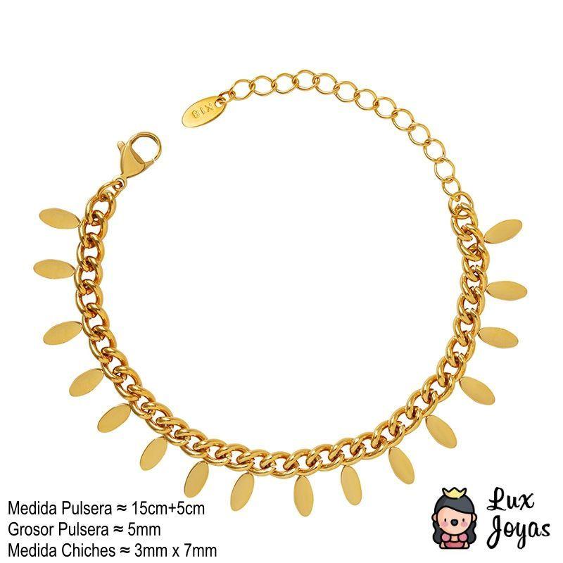 Pulsera Baño Oro Amarillo 18k Grumet Chiches Ovalado-3