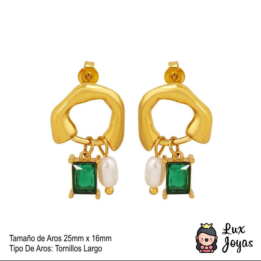 Aros Baño Oro 18k Pegados Forma Perla Esme-4