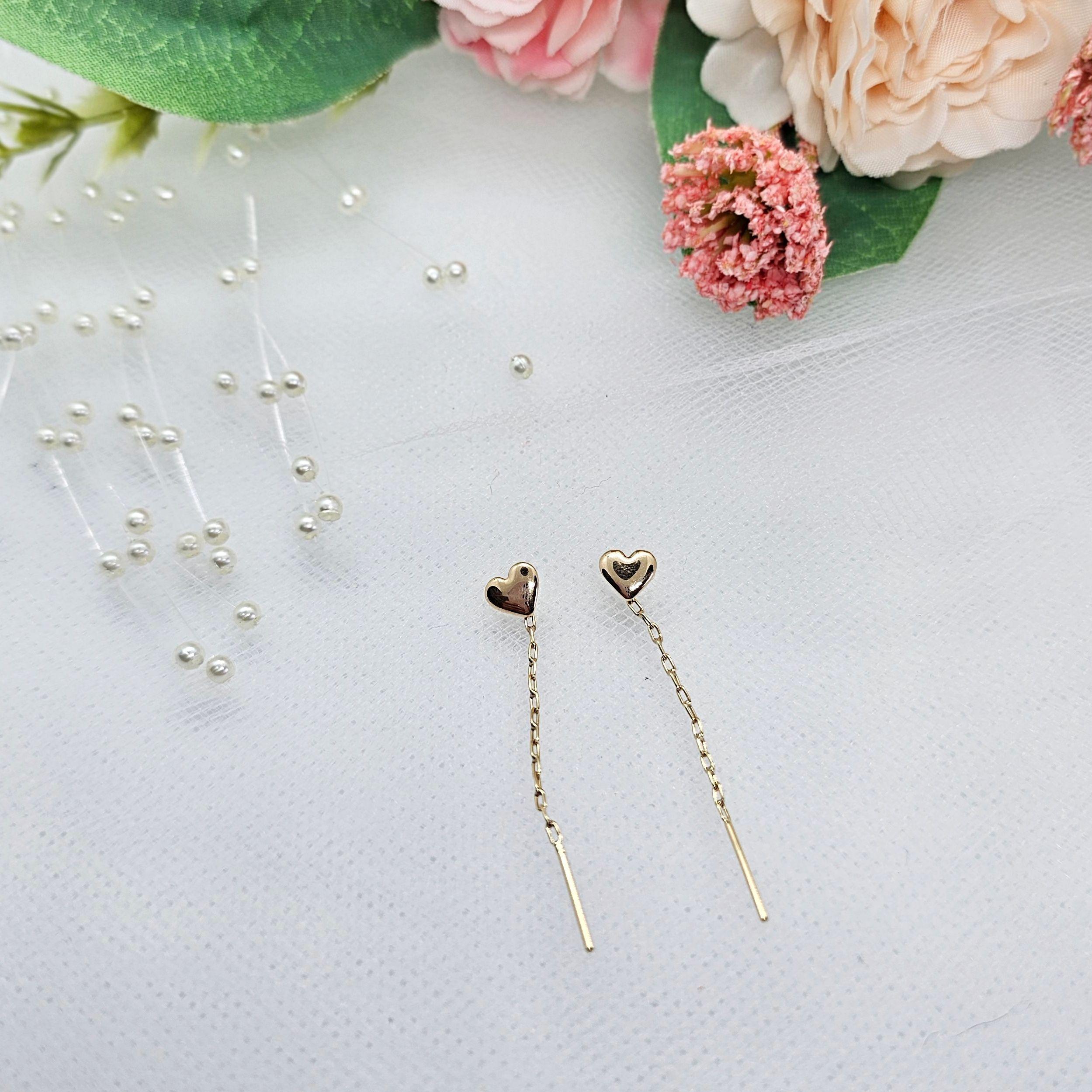 Aros Cadena Corazón Liso Oro 18k Nacional 43mm 7mm-1