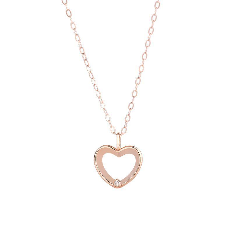 CADENA ESLABONES ORO ROSADO 18K COLGANTE CORAZÓN L DIAMANTE 1P-0
