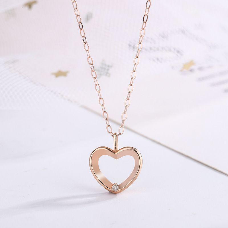 CADENA ESLABONES ORO ROSADO 18K COLGANTE CORAZÓN L DIAMANTE 1P-2