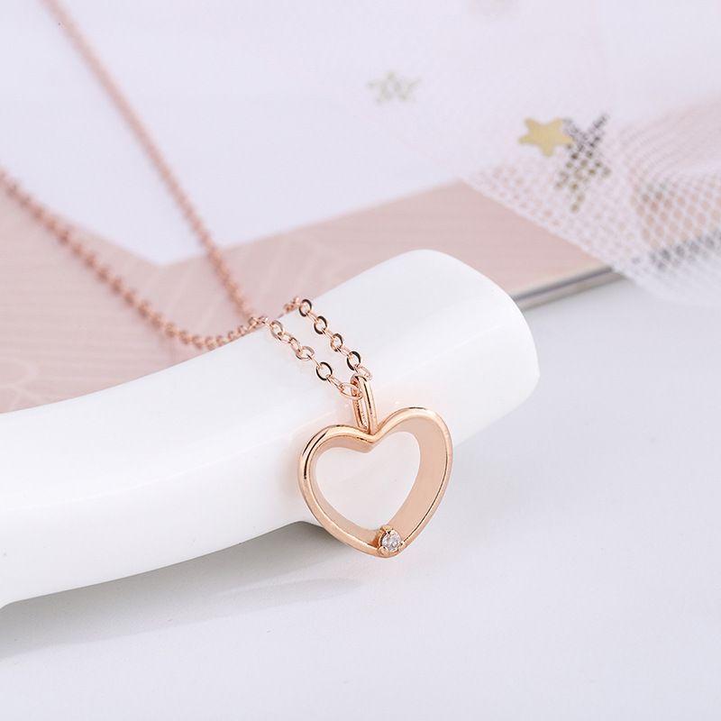 CADENA ESLABONES ORO ROSADO 18K COLGANTE CORAZÓN L DIAMANTE 1P-1