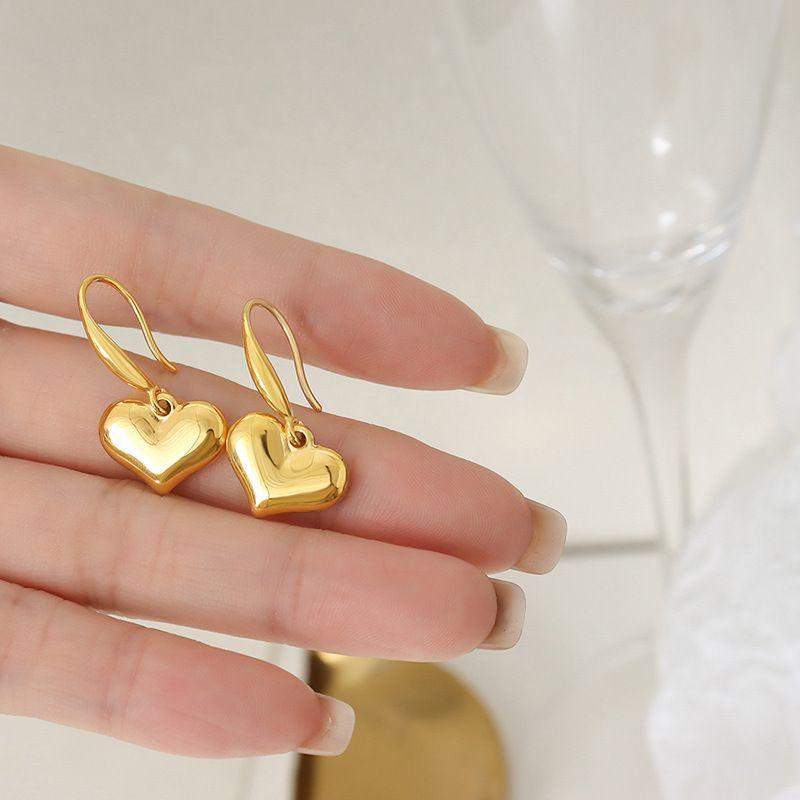 Aros Baño Oro Amarillo 18k Gancho Corazón-2