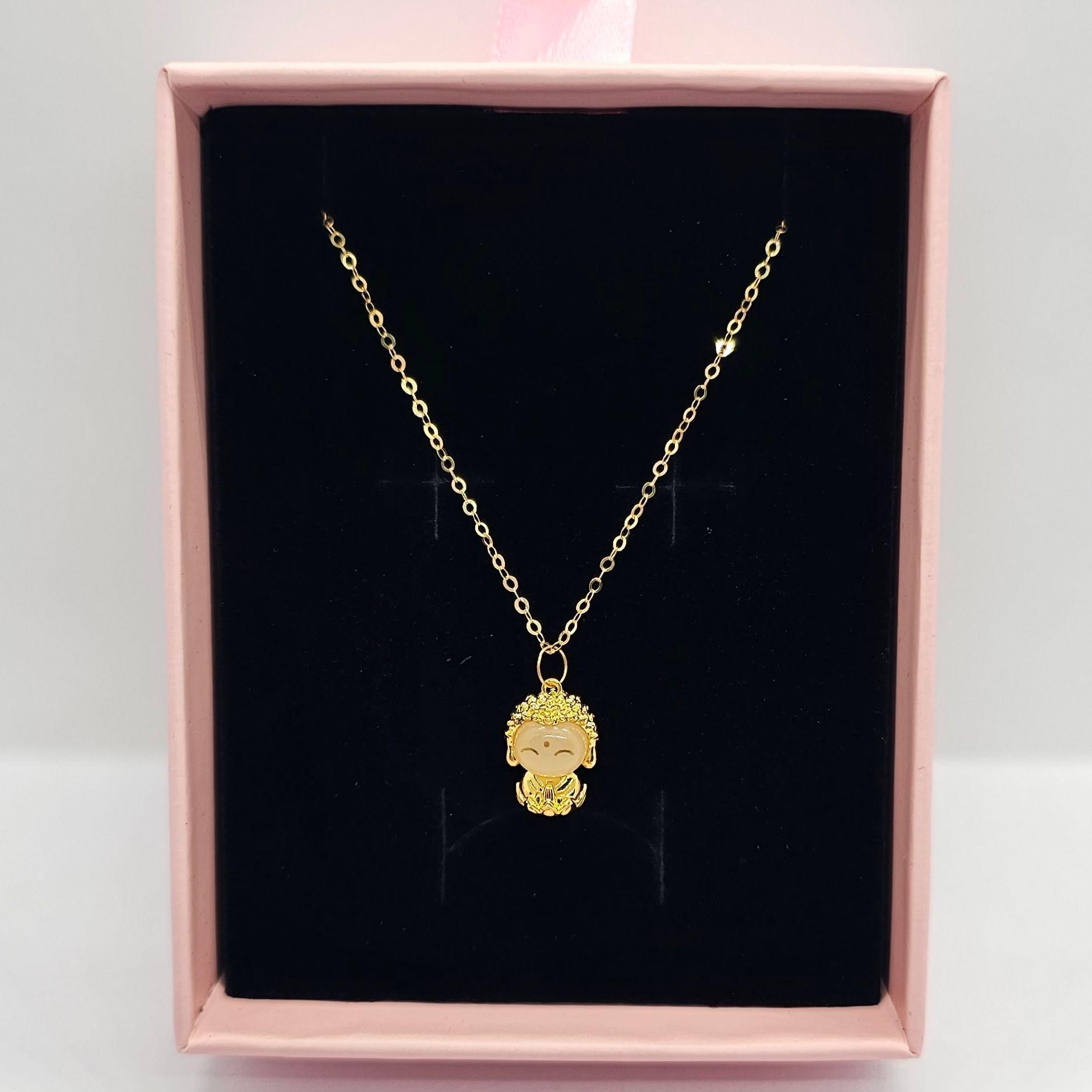 CADENA ESLABONES ORO AMARILLO 18K COLGANTE BUDA FELIZ JADE 18K-5
