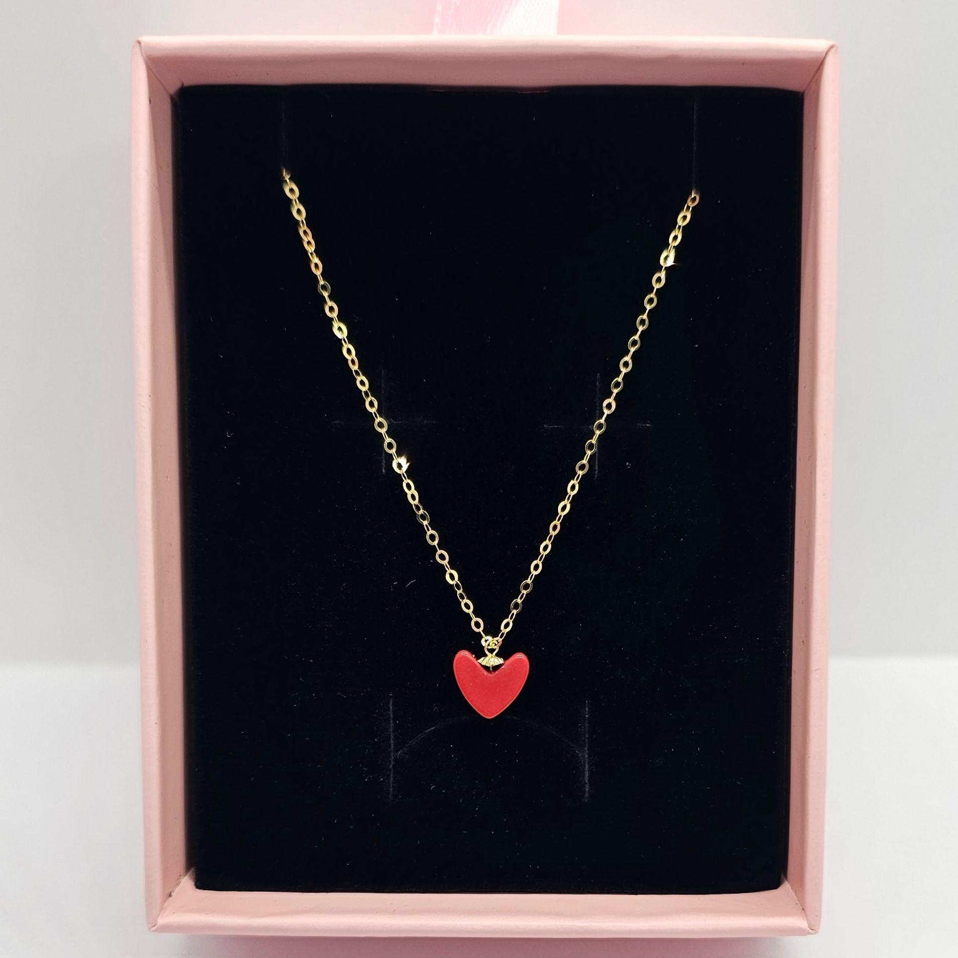CADENA ESLABONES ORO AMARILLO 18K COLGANTE CORAZÓN ÁGATA ROJO DE PROTECCIÓN-4