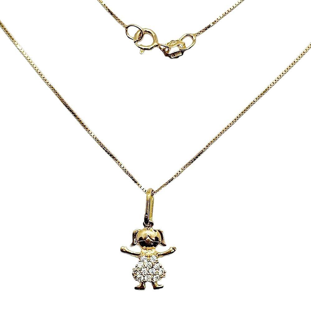 Cadena Veneciana Colgante Niña Circones Oro Au750 - 18k Italiano-0