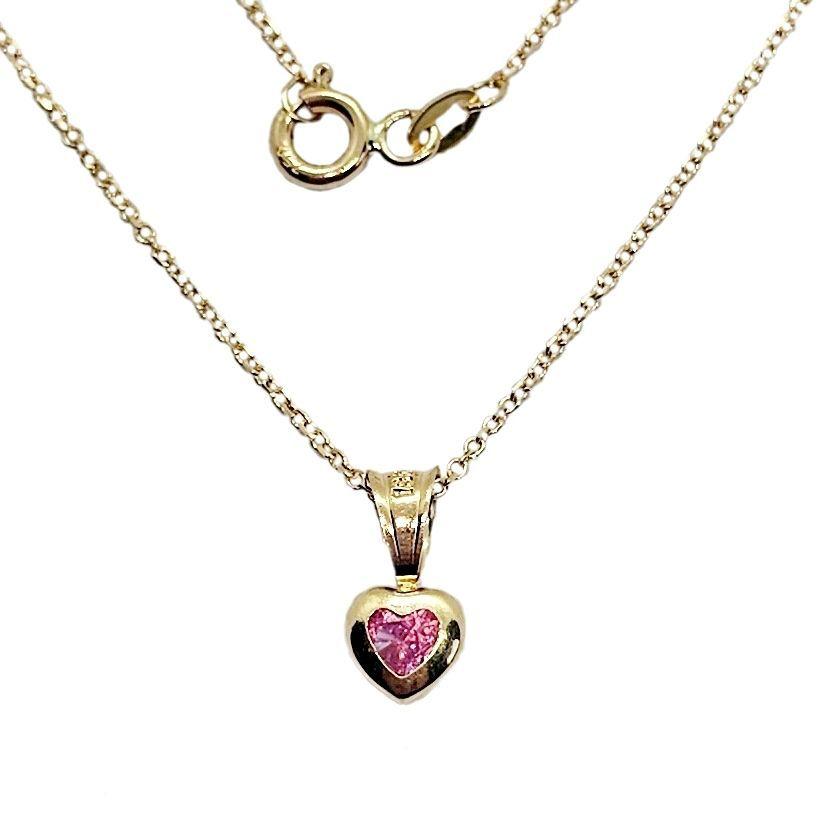 Cadena Eslabones Punto De Luz Corazón Oro 18k 50cm-0